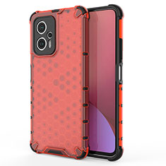 Coque Rebord Contour Silicone et Vitre Transparente Housse Etui 360 Degres AM2 pour Xiaomi Redmi Note 11T Pro+ Plus 5G Rouge