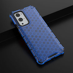 Coque Rebord Contour Silicone et Vitre Transparente Housse Etui 360 Degres AM3 pour OnePlus 9 Pro 5G Bleu