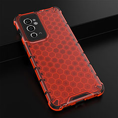 Coque Rebord Contour Silicone et Vitre Transparente Housse Etui 360 Degres AM3 pour OnePlus 9RT 5G Rouge