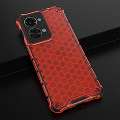 Coque Rebord Contour Silicone et Vitre Transparente Housse Etui 360 Degres AM3 pour OnePlus Nord 2T 5G Rouge