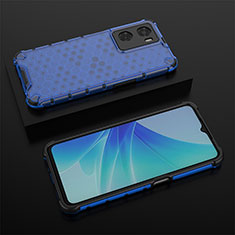 Coque Rebord Contour Silicone et Vitre Transparente Housse Etui 360 Degres AM3 pour Oppo A57s Bleu