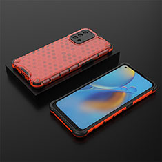 Coque Rebord Contour Silicone et Vitre Transparente Housse Etui 360 Degres AM3 pour Oppo A74 4G Rouge