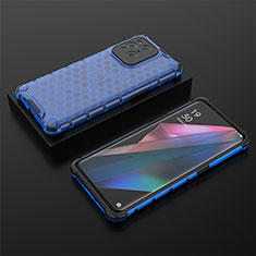 Coque Rebord Contour Silicone et Vitre Transparente Housse Etui 360 Degres AM3 pour Oppo Find X3 Pro 5G Bleu