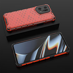 Coque Rebord Contour Silicone et Vitre Transparente Housse Etui 360 Degres AM3 pour Oppo Find X5 Pro 5G Rouge