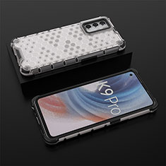 Coque Rebord Contour Silicone et Vitre Transparente Housse Etui 360 Degres AM3 pour Oppo K9 Pro 5G Blanc