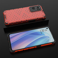 Coque Rebord Contour Silicone et Vitre Transparente Housse Etui 360 Degres AM3 pour Oppo Reno7 Pro 5G Rouge