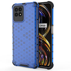 Coque Rebord Contour Silicone et Vitre Transparente Housse Etui 360 Degres AM3 pour Realme 8i Bleu