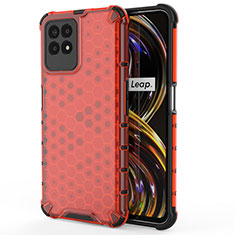 Coque Rebord Contour Silicone et Vitre Transparente Housse Etui 360 Degres AM3 pour Realme 8i Rouge