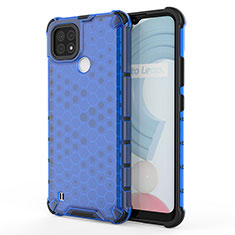 Coque Rebord Contour Silicone et Vitre Transparente Housse Etui 360 Degres AM3 pour Realme C21 Bleu