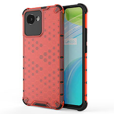 Coque Rebord Contour Silicone et Vitre Transparente Housse Etui 360 Degres AM3 pour Realme C30 Rouge