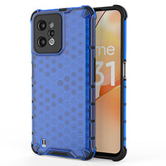 Coque Rebord Contour Silicone et Vitre Transparente Housse Etui 360 Degres AM3 pour Realme C31 Bleu