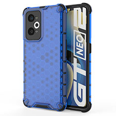 Coque Rebord Contour Silicone et Vitre Transparente Housse Etui 360 Degres AM3 pour Realme GT Neo2 5G Bleu