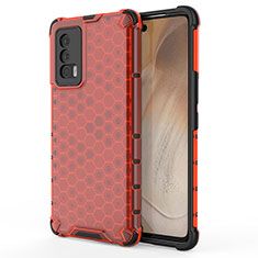 Coque Rebord Contour Silicone et Vitre Transparente Housse Etui 360 Degres AM3 pour Vivo iQOO 7 India 5G Rouge