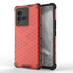 Coque Rebord Contour Silicone et Vitre Transparente Housse Etui 360 Degres AM3 pour Vivo iQOO 9T 5G Rouge