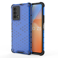 Coque Rebord Contour Silicone et Vitre Transparente Housse Etui 360 Degres AM3 pour Vivo iQOO Z5 5G Bleu