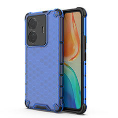 Coque Rebord Contour Silicone et Vitre Transparente Housse Etui 360 Degres AM3 pour Vivo T1 5G Bleu