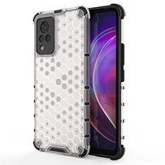 Coque Rebord Contour Silicone et Vitre Transparente Housse Etui 360 Degres AM3 pour Vivo V21 5G Blanc