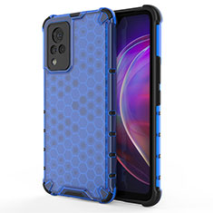 Coque Rebord Contour Silicone et Vitre Transparente Housse Etui 360 Degres AM3 pour Vivo V21 5G Bleu