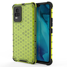 Coque Rebord Contour Silicone et Vitre Transparente Housse Etui 360 Degres AM3 pour Vivo V21e 4G Vert