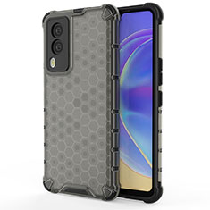 Coque Rebord Contour Silicone et Vitre Transparente Housse Etui 360 Degres AM3 pour Vivo V21e 5G Noir