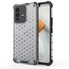 Coque Rebord Contour Silicone et Vitre Transparente Housse Etui 360 Degres AM3 pour Vivo V23 5G Blanc