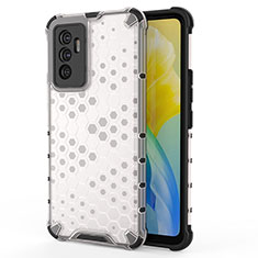 Coque Rebord Contour Silicone et Vitre Transparente Housse Etui 360 Degres AM3 pour Vivo V23e 5G Blanc