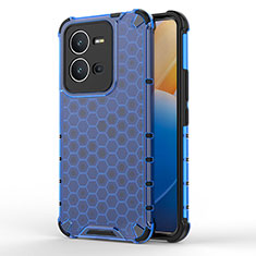 Coque Rebord Contour Silicone et Vitre Transparente Housse Etui 360 Degres AM3 pour Vivo V25 5G Bleu