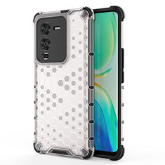 Coque Rebord Contour Silicone et Vitre Transparente Housse Etui 360 Degres AM3 pour Vivo V25 Pro 5G Blanc