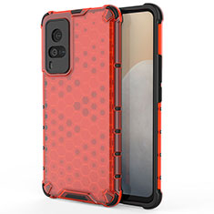 Coque Rebord Contour Silicone et Vitre Transparente Housse Etui 360 Degres AM3 pour Vivo X60 Pro 5G Rouge