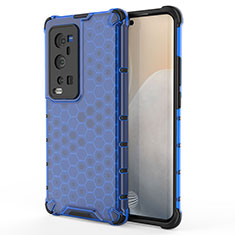 Coque Rebord Contour Silicone et Vitre Transparente Housse Etui 360 Degres AM3 pour Vivo X60 Pro+ Plus 5G Bleu