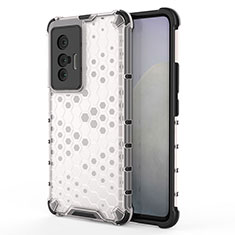 Coque Rebord Contour Silicone et Vitre Transparente Housse Etui 360 Degres AM3 pour Vivo X70t Blanc