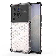 Coque Rebord Contour Silicone et Vitre Transparente Housse Etui 360 Degres AM3 pour Vivo X80 Pro 5G Blanc