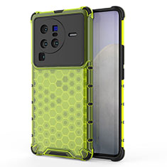 Coque Rebord Contour Silicone et Vitre Transparente Housse Etui 360 Degres AM3 pour Vivo X80 Pro 5G Vert