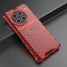 Coque Rebord Contour Silicone et Vitre Transparente Housse Etui 360 Degres AM3 pour Vivo X90 Pro+ Plus 5G Rouge