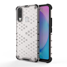 Coque Rebord Contour Silicone et Vitre Transparente Housse Etui 360 Degres AM3 pour Vivo Y12 Blanc