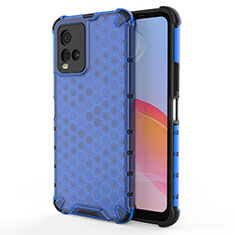 Coque Rebord Contour Silicone et Vitre Transparente Housse Etui 360 Degres AM3 pour Vivo Y21 Bleu