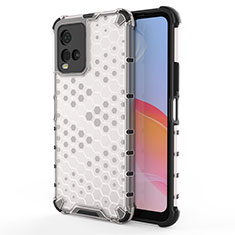 Coque Rebord Contour Silicone et Vitre Transparente Housse Etui 360 Degres AM3 pour Vivo Y21a Blanc