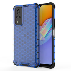 Coque Rebord Contour Silicone et Vitre Transparente Housse Etui 360 Degres AM3 pour Vivo Y51 (2021) Bleu