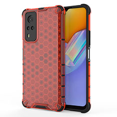 Coque Rebord Contour Silicone et Vitre Transparente Housse Etui 360 Degres AM3 pour Vivo Y51A Rouge