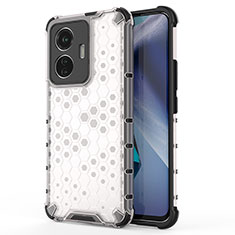 Coque Rebord Contour Silicone et Vitre Transparente Housse Etui 360 Degres AM3 pour Vivo Y55 4G Blanc