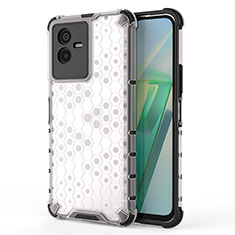 Coque Rebord Contour Silicone et Vitre Transparente Housse Etui 360 Degres AM3 pour Vivo Y73t Blanc