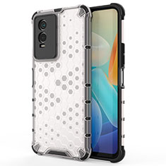 Coque Rebord Contour Silicone et Vitre Transparente Housse Etui 360 Degres AM3 pour Vivo Y74s 5G Blanc