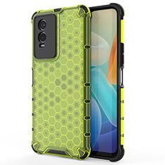 Coque Rebord Contour Silicone et Vitre Transparente Housse Etui 360 Degres AM3 pour Vivo Y74s 5G Vert