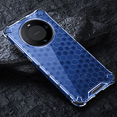 Coque Rebord Contour Silicone et Vitre Transparente Housse Etui 360 Degres AM4 pour Huawei Mate 60 Bleu