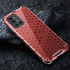 Coque Rebord Contour Silicone et Vitre Transparente Housse Etui 360 Degres AM4 pour OnePlus 9R 5G Rouge