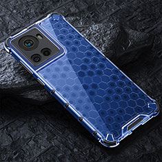 Coque Rebord Contour Silicone et Vitre Transparente Housse Etui 360 Degres AM4 pour OnePlus Ace 5G Bleu