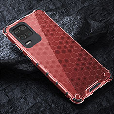 Coque Rebord Contour Silicone et Vitre Transparente Housse Etui 360 Degres AM4 pour Realme 9 5G India Rouge