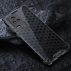 Coque Rebord Contour Silicone et Vitre Transparente Housse Etui 360 Degres AM4 pour Vivo iQOO 7 5G Noir