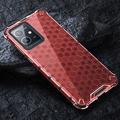 Coque Rebord Contour Silicone et Vitre Transparente Housse Etui 360 Degres AM4 pour Vivo iQOO Z6 5G Rouge