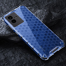 Coque Rebord Contour Silicone et Vitre Transparente Housse Etui 360 Degres AM4 pour Vivo iQOO Z6x Bleu